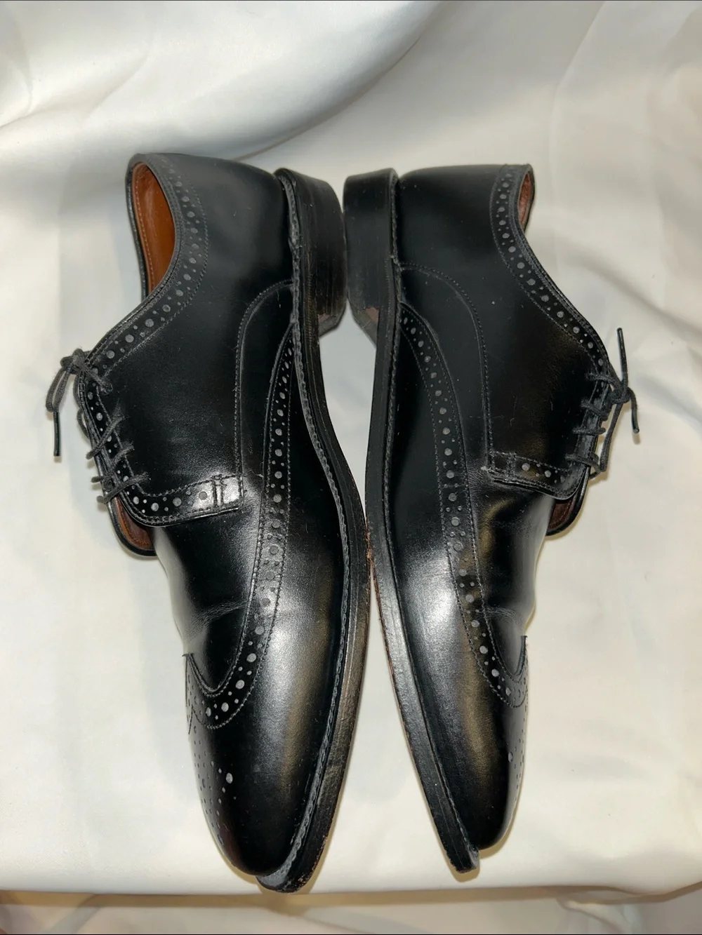 Allen Edmonds Bel Air Baroque Sleek Black Leather Wingtip Formal Dress Shoes 10
